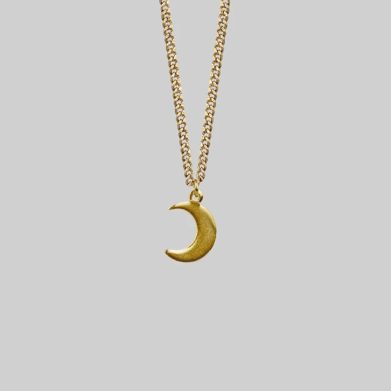 Mint leaf necklace-AYSU. Mini Moon Crescent Necklace - Gold