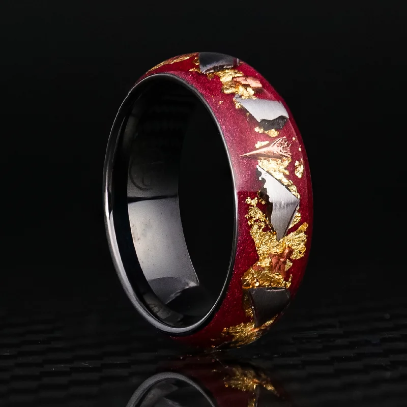 Tundra reed ring-Boundless Regal Glowstone Ring on Black Ceramic