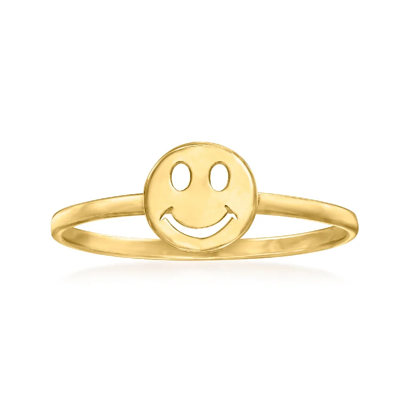 Petrified shard ring-Canaria 10kt Yellow Gold Smiley Face Ring