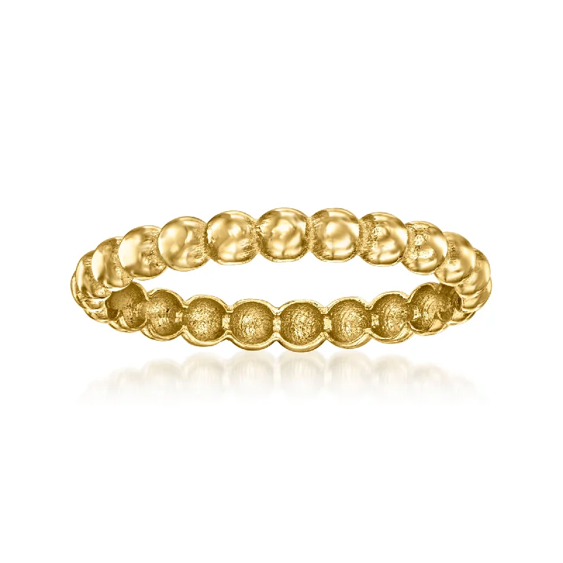 Veined gem ring-Canaria Italian 10kt Yellow Gold Bead Ring