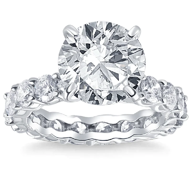 Rose petal ring-Certified 7.02 Ct Diamond Eternity Engagement Ring G/VS1 14k White Gold