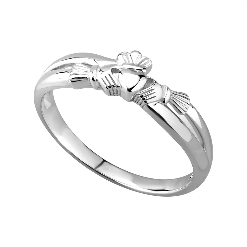 Fused alloy ring-Silver Claddagh Crossover Ring