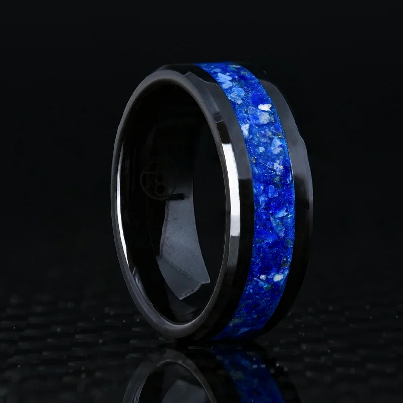 Sandstone speck ring-Custom Glowstone Ring | Pure Inlay Band