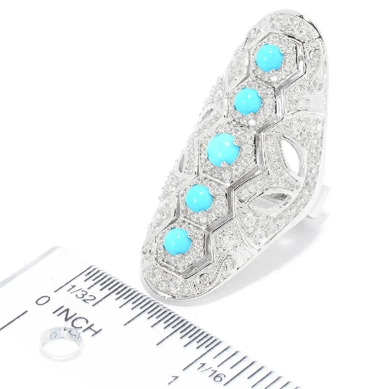 Braided band ring-Dallas Prince Designs Sleeping Beauty Turquoise & White Zircon Shield Ring