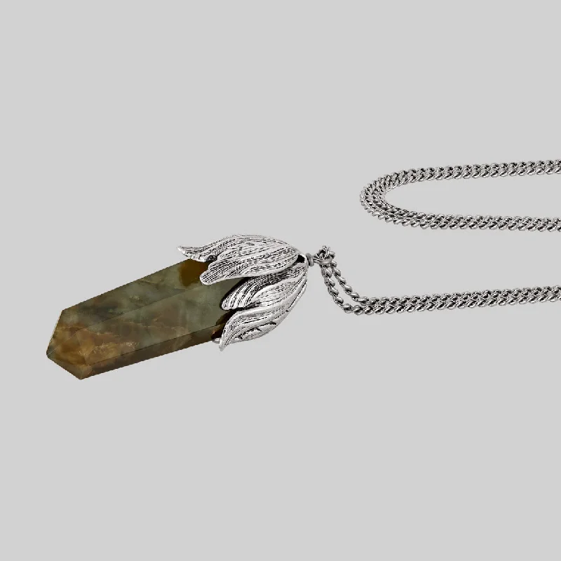 Artisan craft necklace-DEATH BLOOM. Labradorite Pendant Necklace