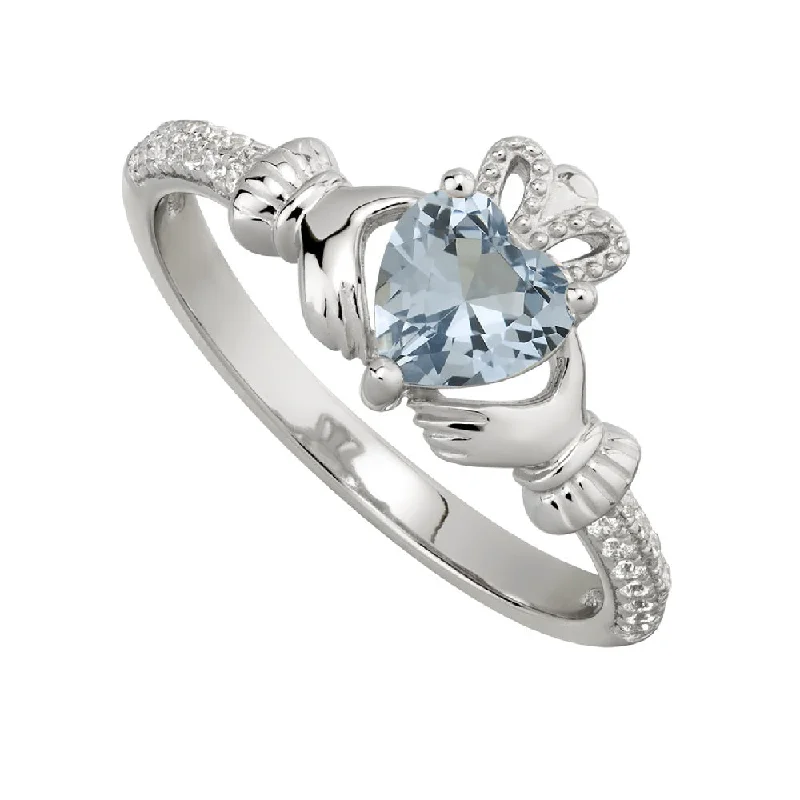 Ornate swirl ring-December Claddagh Birthstone Ring