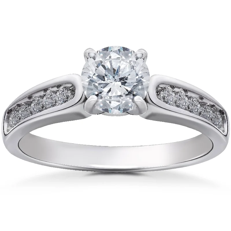 Velvet wrap ring-Diamond Engagement Ring 1 ct14K White Gold Solitaire Channel Set