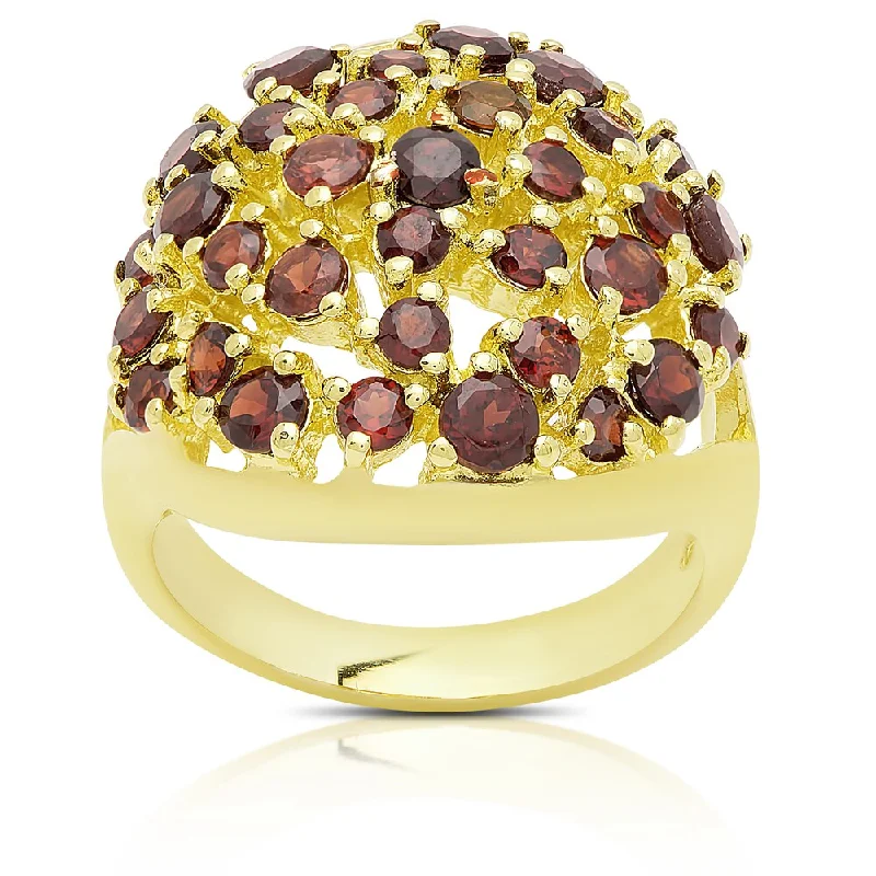 Leaf weave ring-Dolce Giavonna Gold Over Silver Garnet Cluster Ring