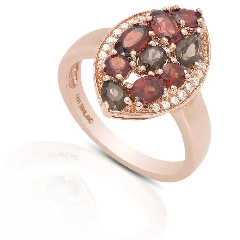 Polished ruby ring-Dolce Giavonna Gold Over Sterling Silver Gemstone and Cubic Zirconia Cocktail Ring