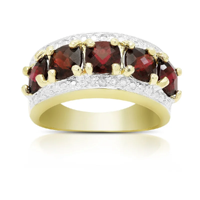 Eroded edge ring-Dolce Giavonna Gold Over Sterling Silver Gemstone and Diamond Accent Five Gemstone Ring