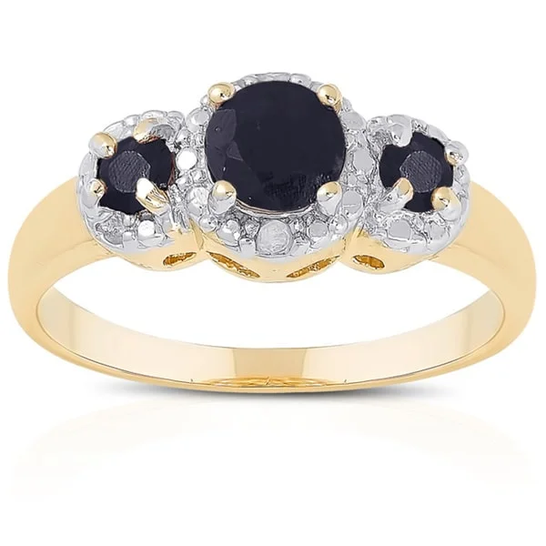 Tusk ridge ring-Dolce Giavonna Gold over Sterling Silver Gemstone Diamond Accent 3-stone Ring