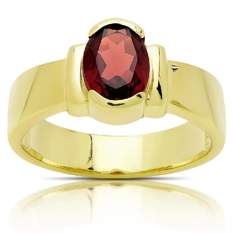 Viking twist ring-Dolce Giavonna Gold Over Sterling Silver Oval Garnet Solitaire Ring