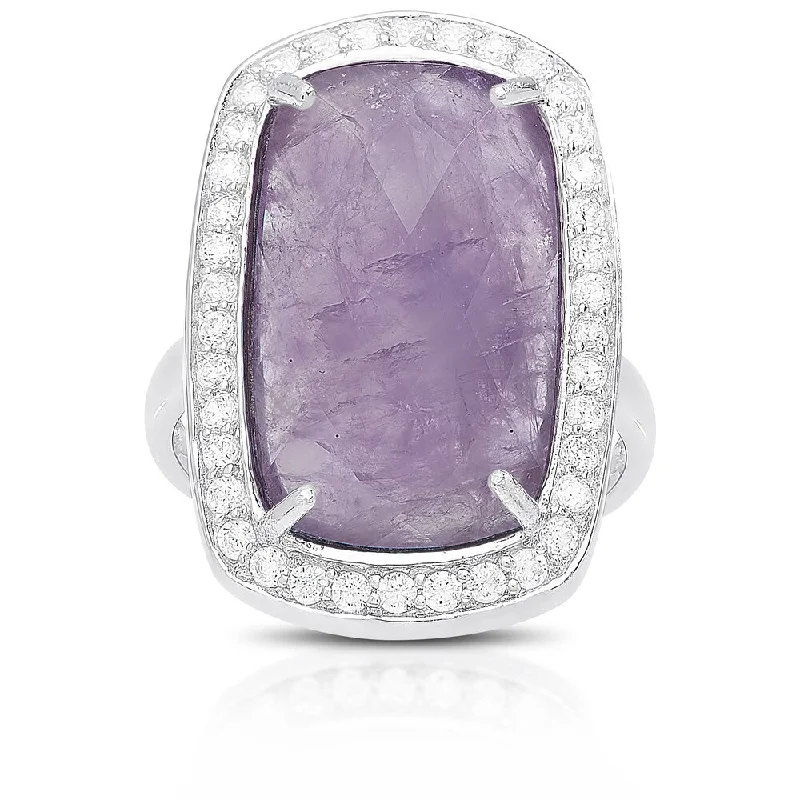 Velvet wrap ring-Dolce Giavonna Sterling Silver Gemstone and Cubic Zirconia Cocktail Ring