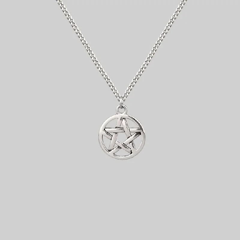 Marble fleck necklace-ENDORA. Silver Pentagram Necklace