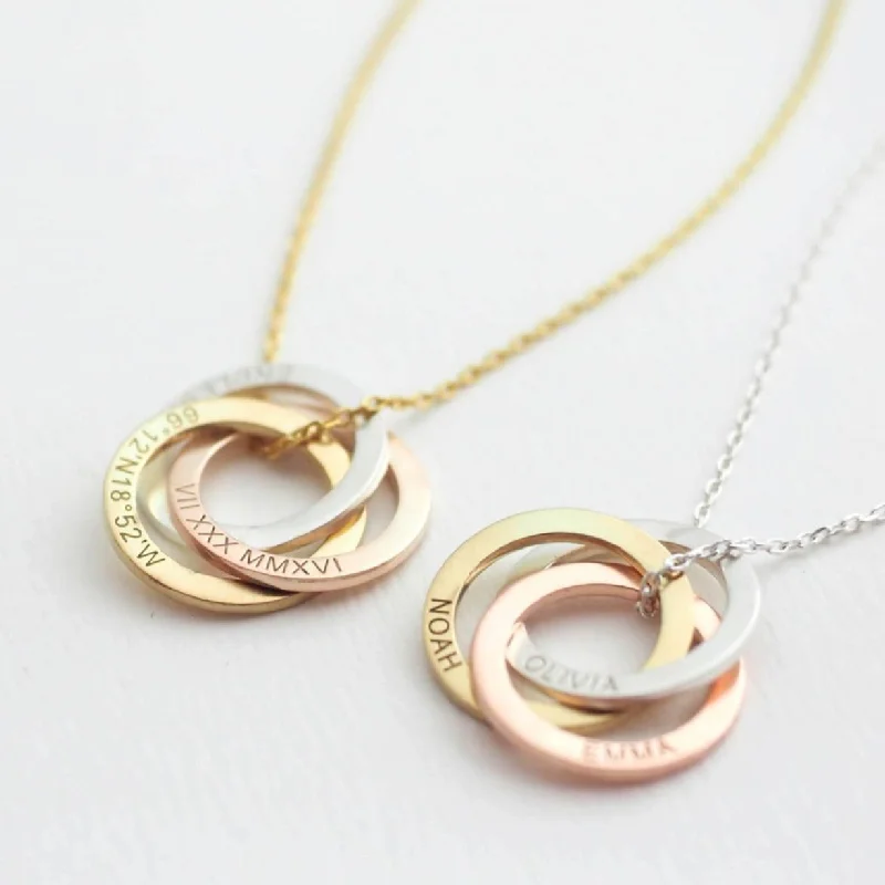 Zinc alloy necklace-Interlocking Family Necklace