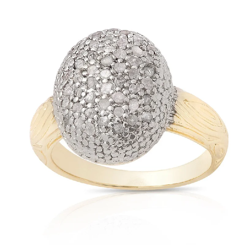 Leaf weave ring-Finesque Gold Over Silver 1/2ct TDW Pave Oval Diamond Ring