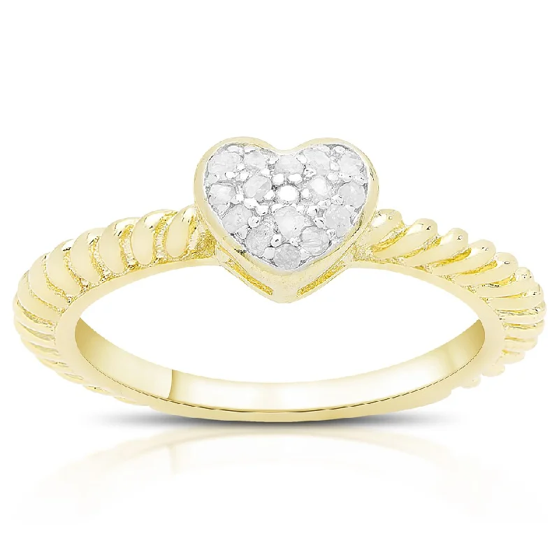 Slanted gem ring-Finesque Gold Over Sterling Silver 1/0 Ct TDW Diamond Heart Ring