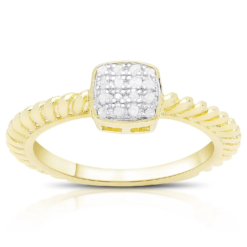 Curved shank ring-Finesque Gold Over Sterling Silver 1/0 Ct TDW Diamond Square Ring