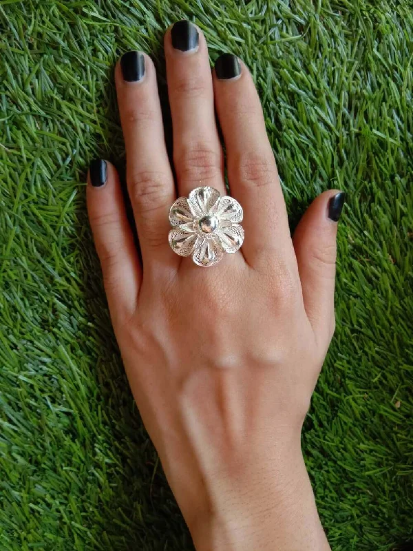 Artisan craft ring-Floral Silver Ring