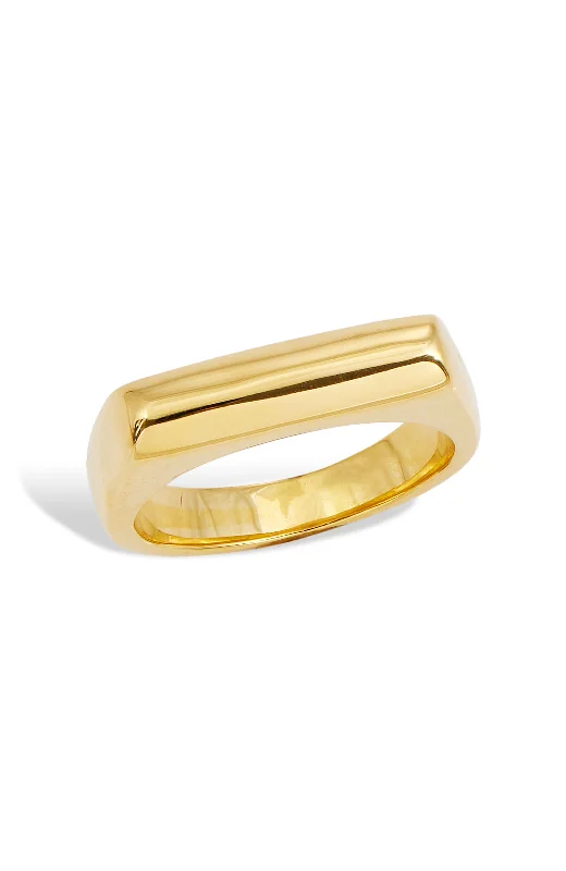 Micro bead ring-Gold Plated Wide Signet Ring