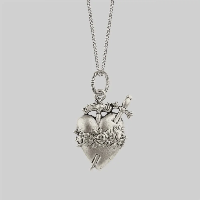 Anemone reef necklace-INFERNO. Sacred Heart Necklace - Silver