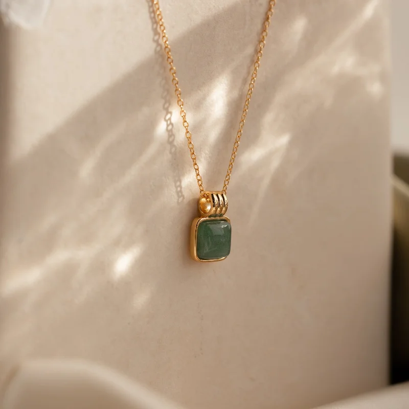 Fused gem necklace-Jade Pendant Necklace