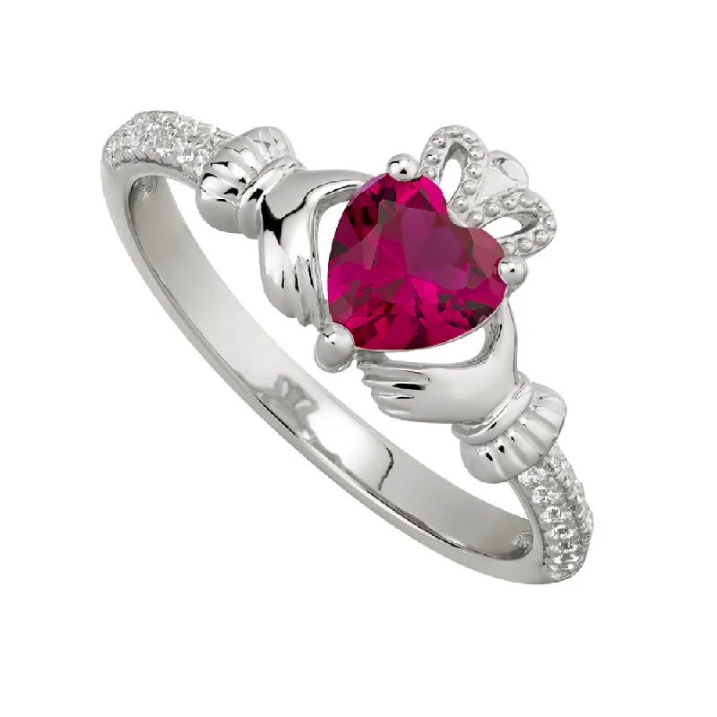 Spruce twig ring-July Claddagh Birthstone Ring