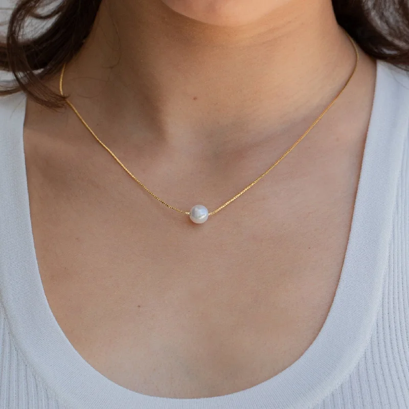 Crimped chain necklace-Kennedy Pearl Necklace