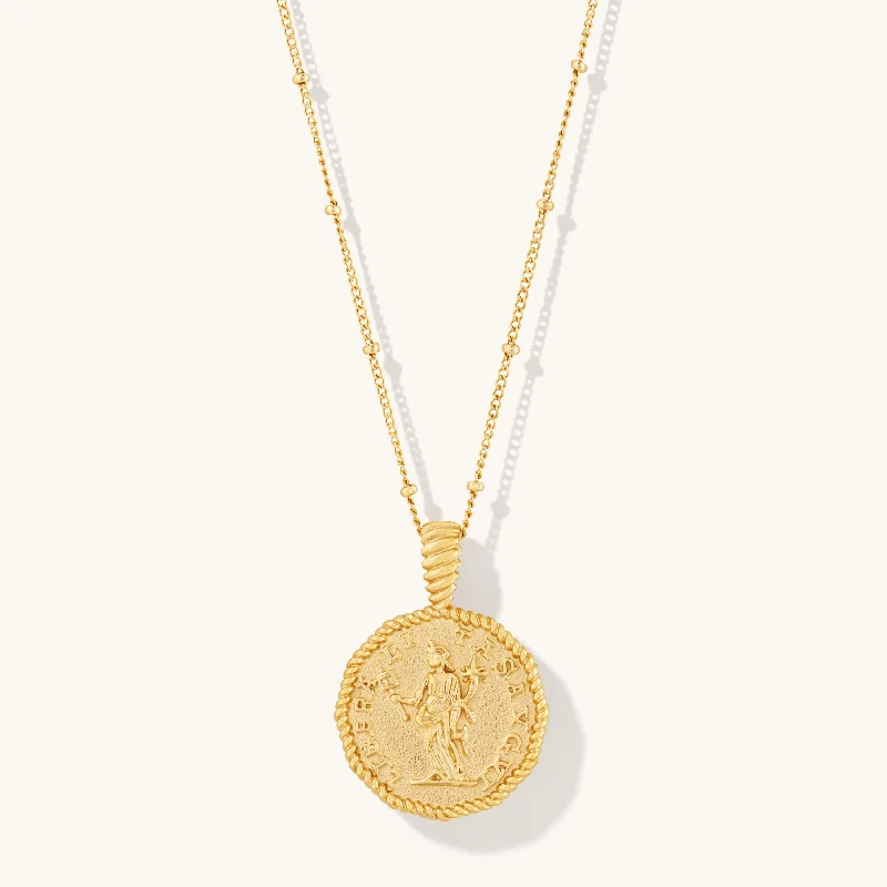 Tall bezel necklace-Athena Coin Necklace