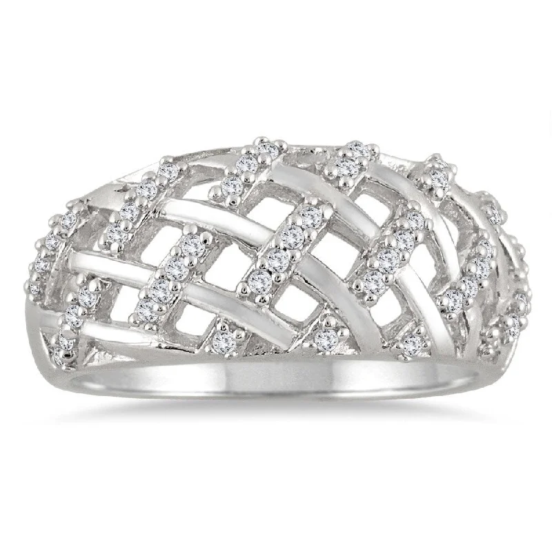 Dome crown ring-Marquee 10k White Gold 1/4ct TDW White Round-cut Woven Diamond Ring (I-J, I2-I3)