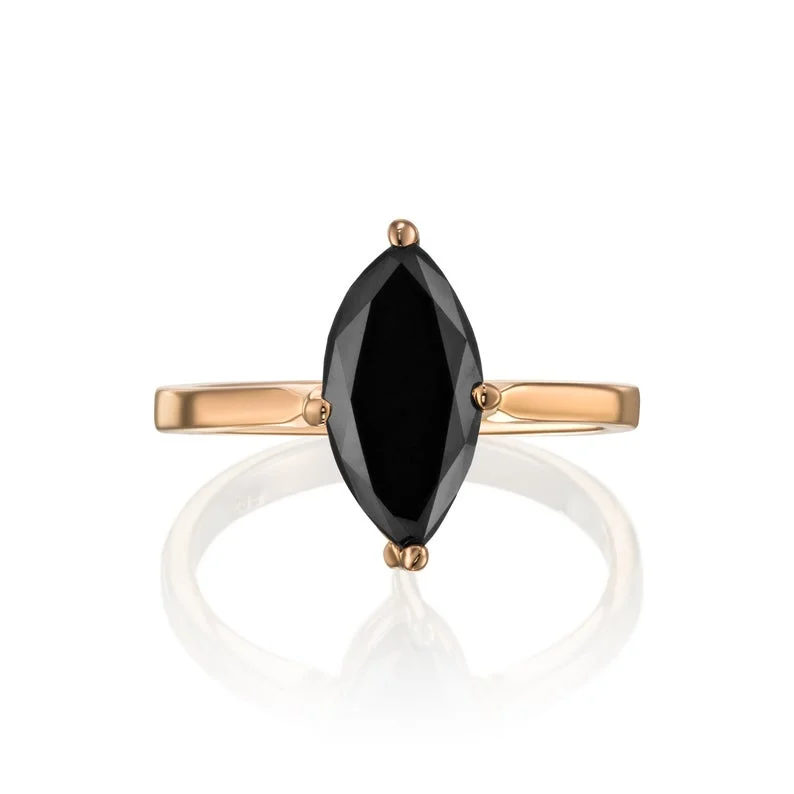 Copper toned ring-Marquise Cut Black Diamond Ring