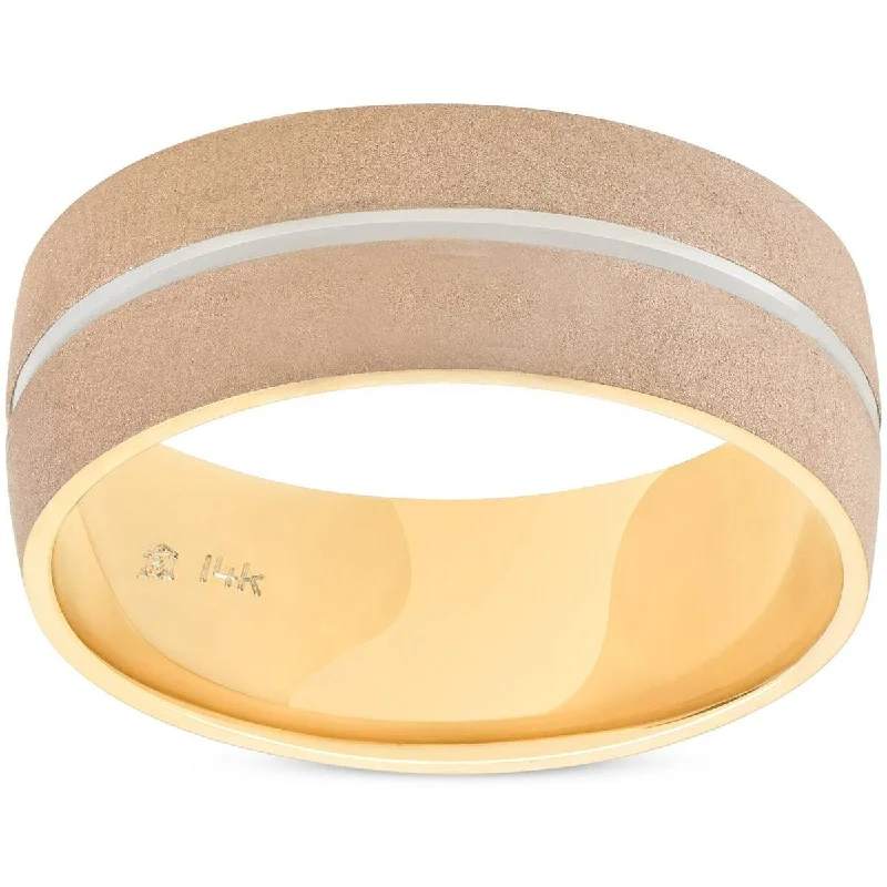 Spire gem ring-Mens 14k Yellow Gold 8MM Brushed Wedding Band