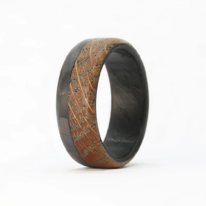 Flow stripe ring-The Old Fashioned-Wooden Whiskey Barrel Ring and Carbon Fiber