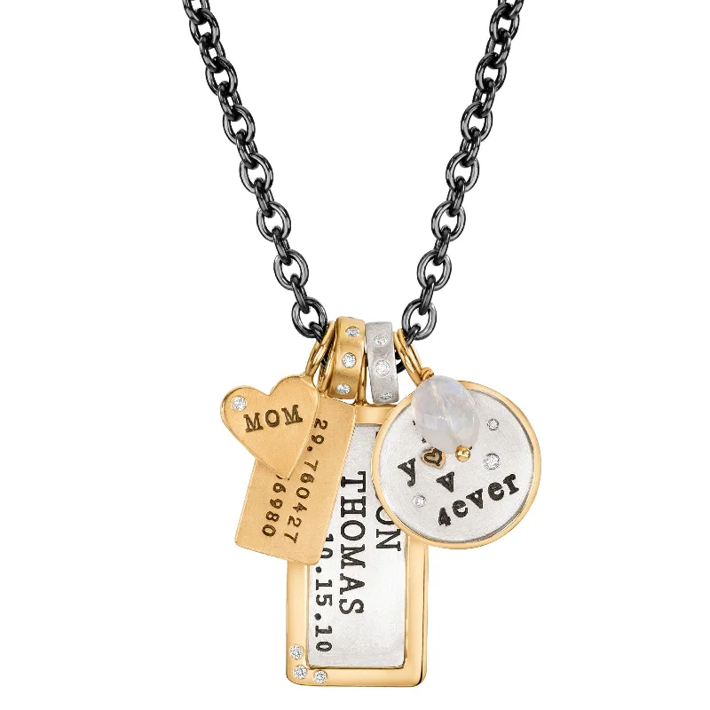 Fleck finish necklace-Name and Coordinates Necklace