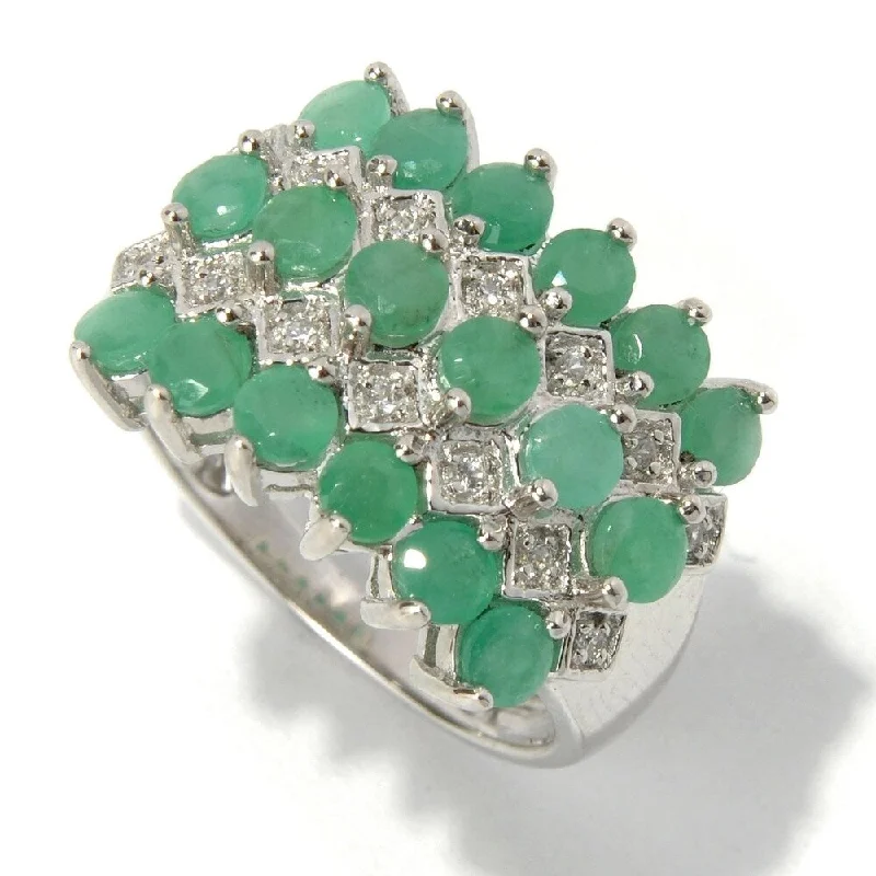 Sparkle druzy ring-Platinum O/ Silver 2.17Ctw Sakota Emerald Cluster Ring