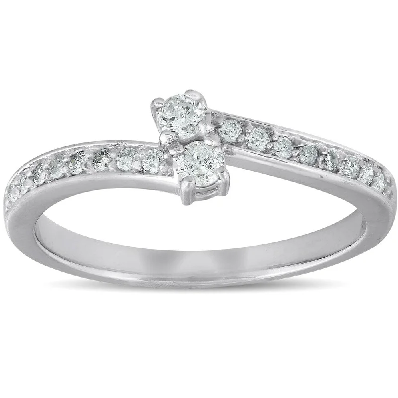 Pine wood ring-Pompeii3 10k White Gold 1/4 ct TDW Two Stone Diamond Ring