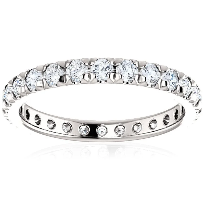 Flow stripe ring-Pompeii3 14k White Gold 1Ct TDW Diamond Eternity Wedding Ring Lab Grown (G-H/VS1-VS2)