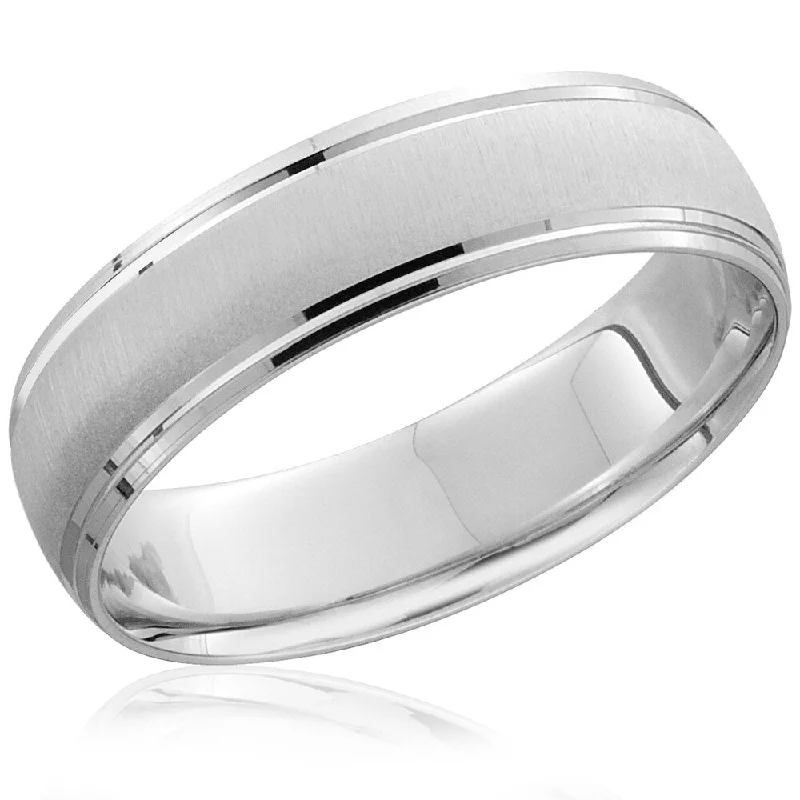 Maple bark ring-Pompeii3 14k White Gold Mens Brushed 6MM Ring Wedding Band