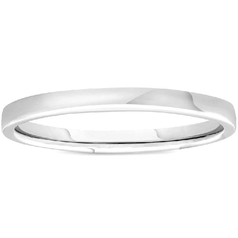 Tundra reed ring-Pompeii3 950 Platinum Plain High Polished Ring 2mm dome Wedding Band - White