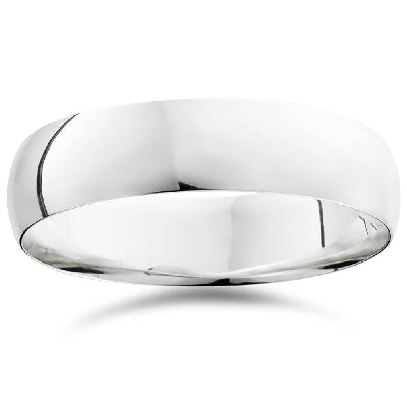 Knotted braid ring-Pompeii3 950 Platinum Plain High Polished Ring 6mm Dome Wedding Band - White