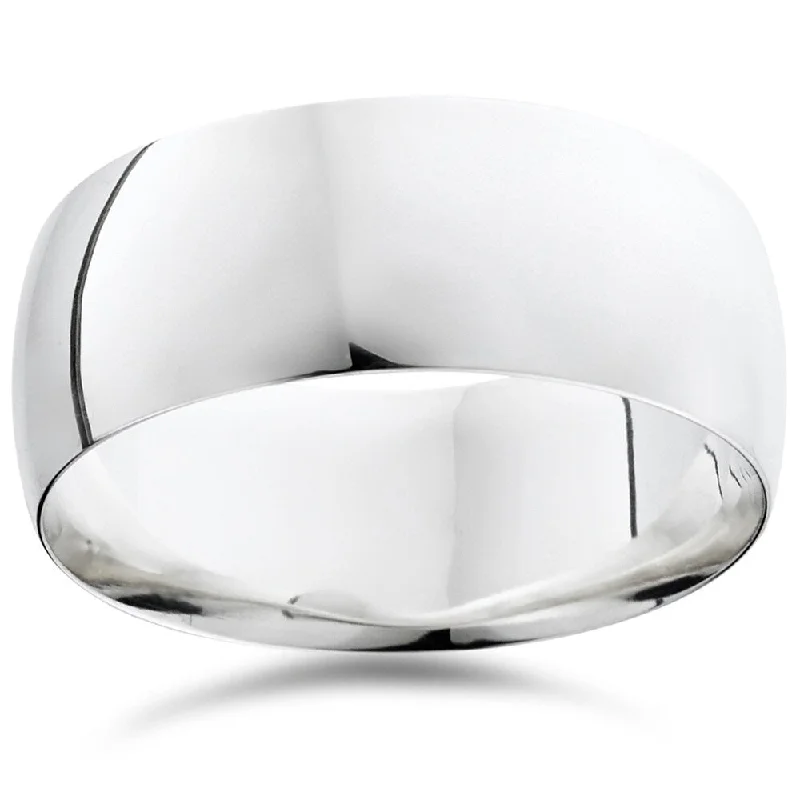 Sharp rim ring-Pompeii3 950 Platinum Plain High Polished Ring 9mm Dome Wedding Band - White