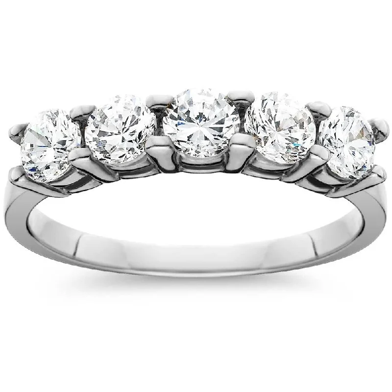 Millet stem ring-Pompeii3 Platinum 1 1 /4ct TDW Diamond Wedding Ring Five Stone Womens Anniversary Band