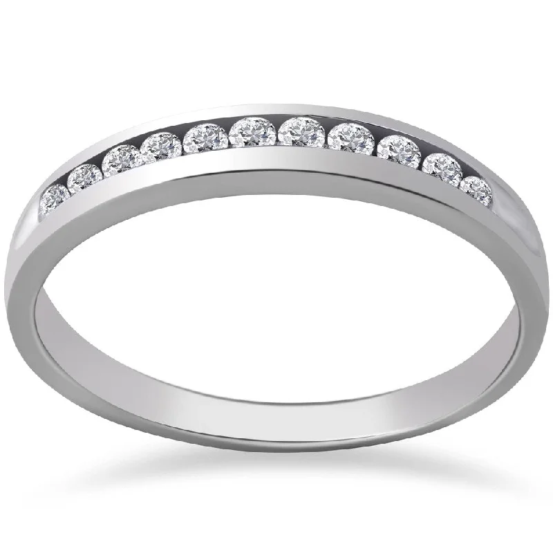 Stacked scale ring-Pompeii3 Platinum 1/4 ct TDW Diamond Wedding Ring Channel Set Womens Anniversary Band