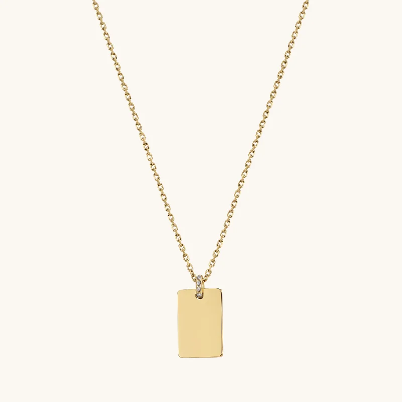 Micro bead necklace-Engravable Pavé Pendant Necklace