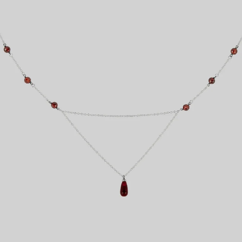 Bamboo wrap necklace-RELISH. Medieval Red Glass Droplet Necklace - Silver