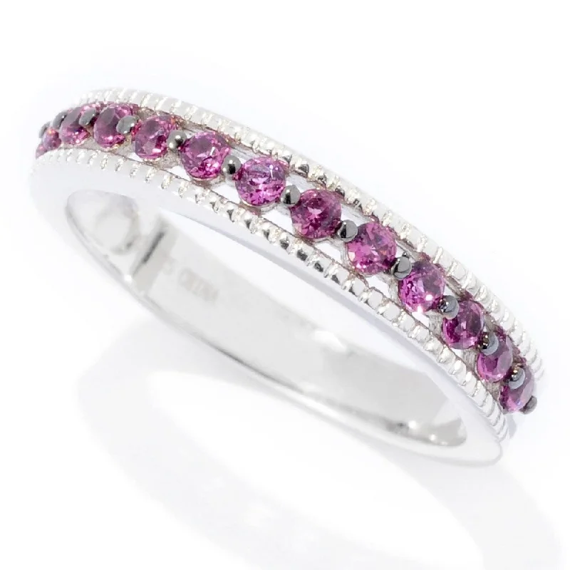 Air vent ring-Rhodium Over Sterling Silver 0.4ctw Rhodolite Band Ring