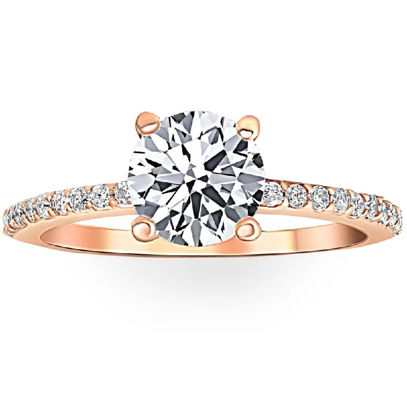 Victorian flair ring-Rose Gold 1 3/4ct Diamond Engagement Ring Solitaire 14k Lab Grown