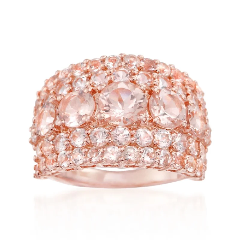 Haze glass ring-Rose Gold Plated Over Sterling Silver Morganite Ring