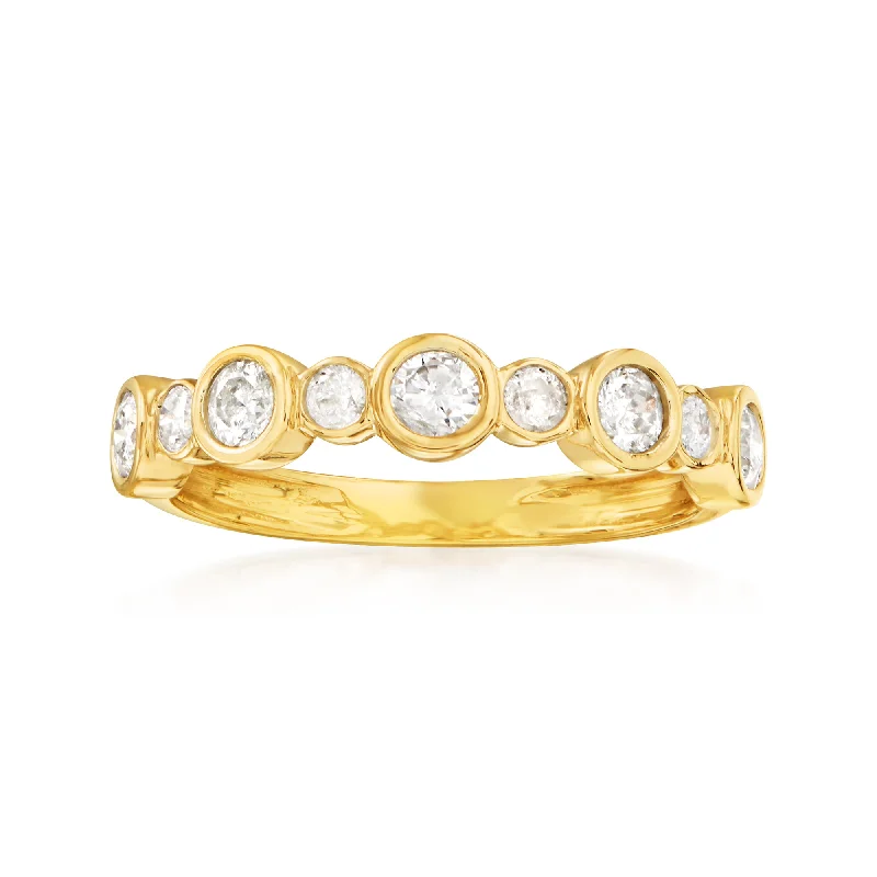 Cluster stack ring-Ross-Simons Bezel-Set Diamond Ring in 14kt Yellow Gold