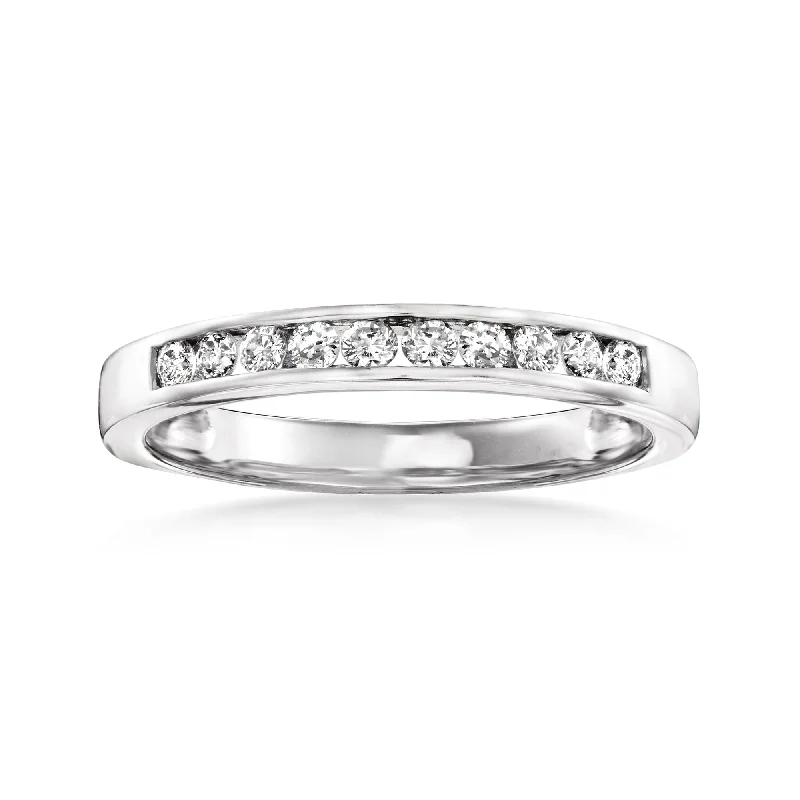 Rose petal ring-Ross-Simons Channel-Set Diamond Wedding Band in 14kt White Gold